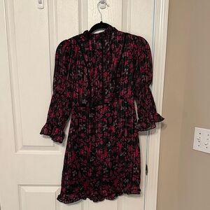 Urban Outfitters Black Dress with fuchsia and light blue Floral Print